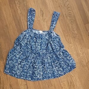 Wonderly Sz XL Blue White Floral Strap Summer Flowy Feminine Girly Danty Tank